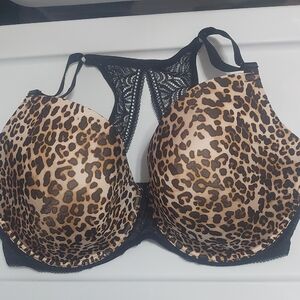 paramour Leopard Print Lace Racerback Bra 42H